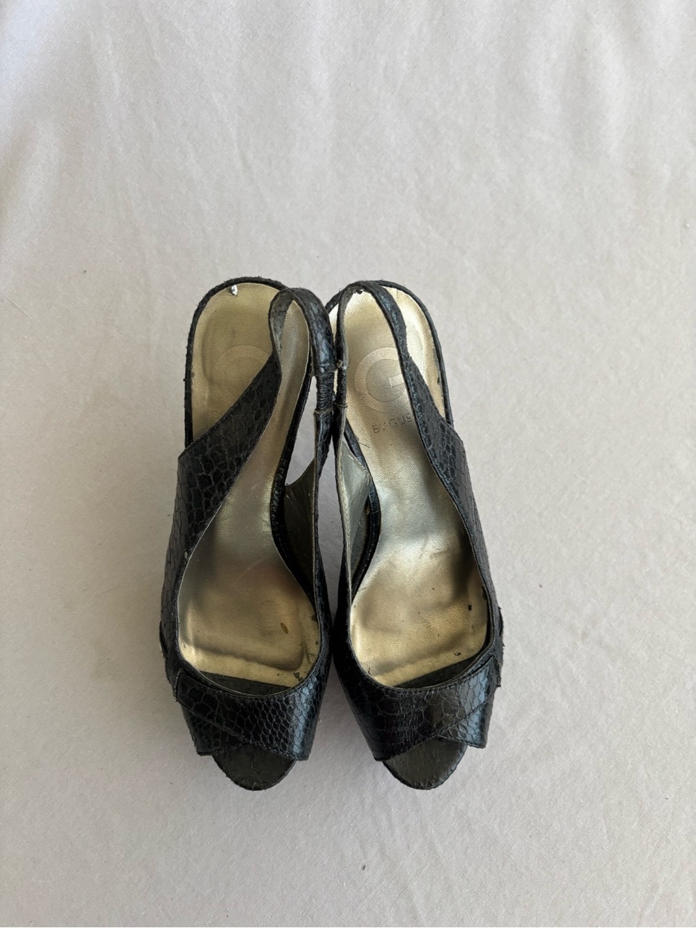 Black Slingback Peep-Toe 7.5Women's Heels